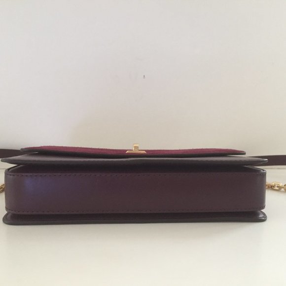 Michael Kors Natalie Leather & Suede Plum Medium Chain Messenger Bag/$378 RETAIL - Picture 9 of 11
